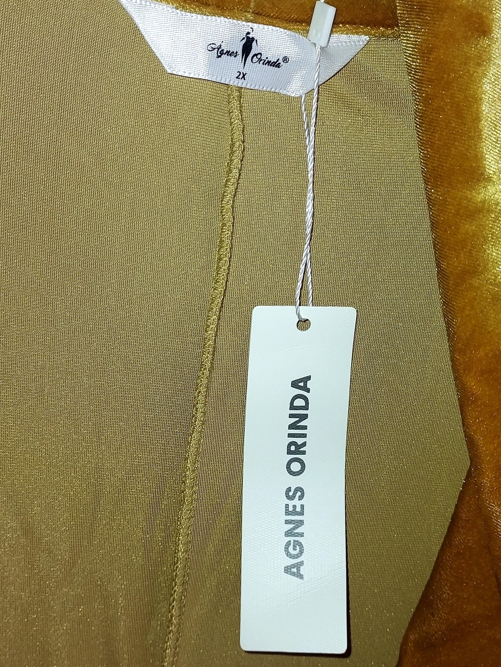 Agnes Orinda Mustard Velvet Open-Front Cardigan Coat - Picture 5 of 5